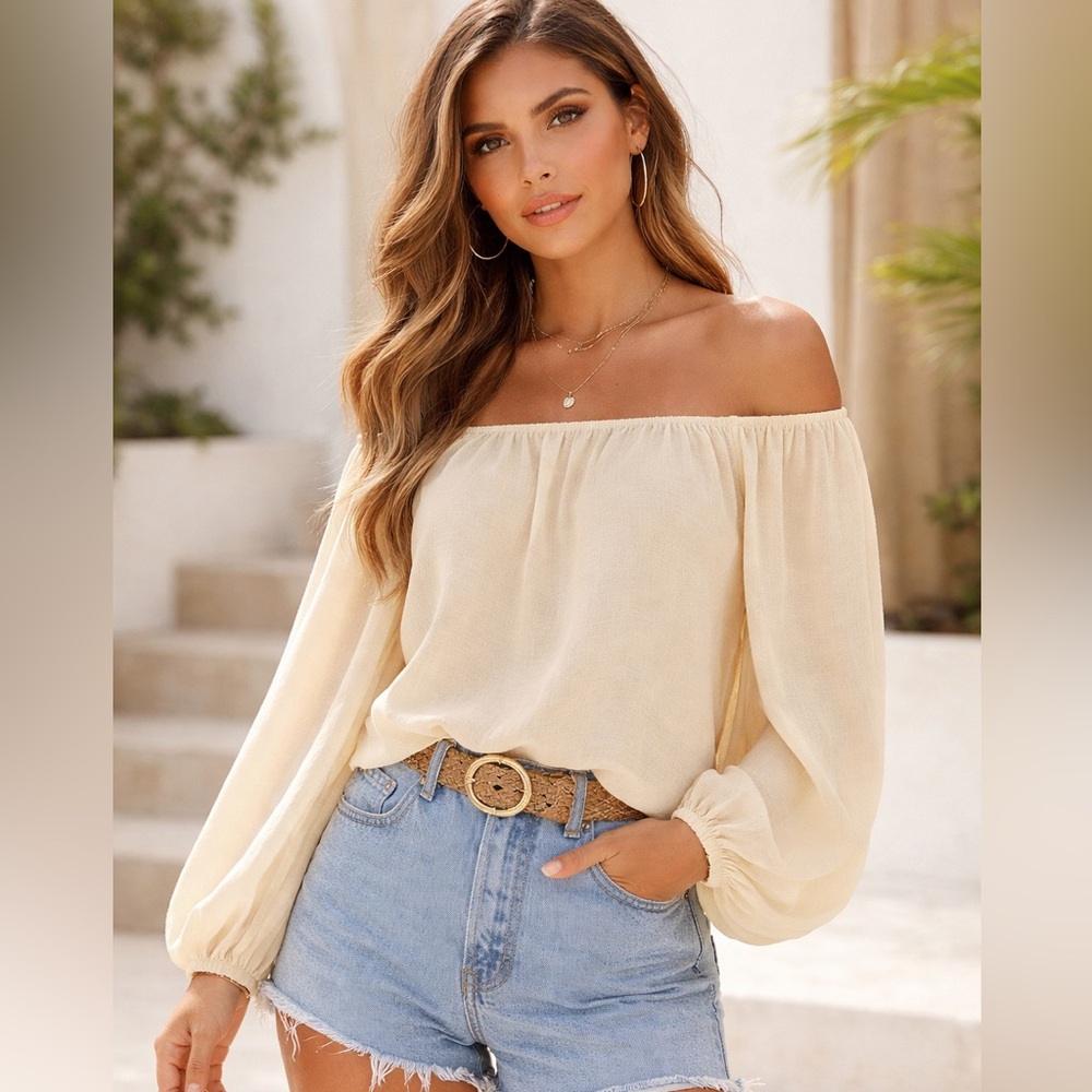Entro Cream Off-Shoulder Blouse